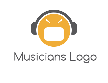abstract face wearing headphone symbol