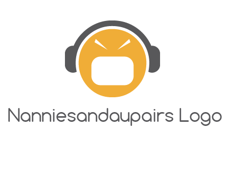 abstract face wearing headphone symbol