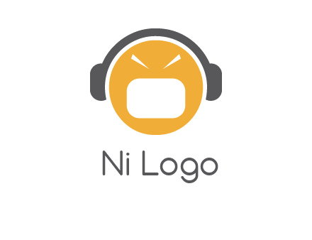 abstract face wearing headphone symbol