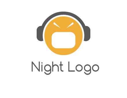 abstract face wearing headphone symbol
