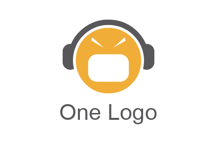 abstract face wearing headphone symbol