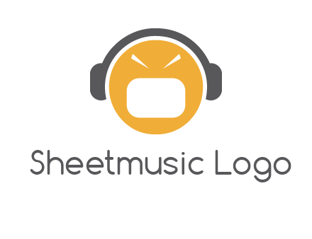 abstract face wearing headphone symbol