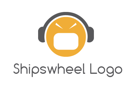 abstract face wearing headphone symbol