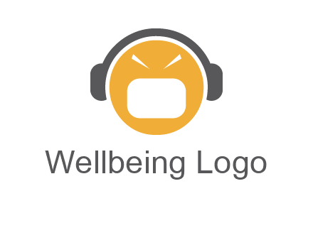 abstract face wearing headphone symbol