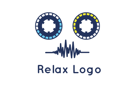 cassette reel with sound waves logo