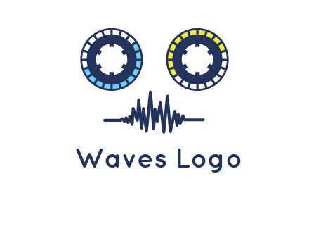 cassette reel with sound waves logo