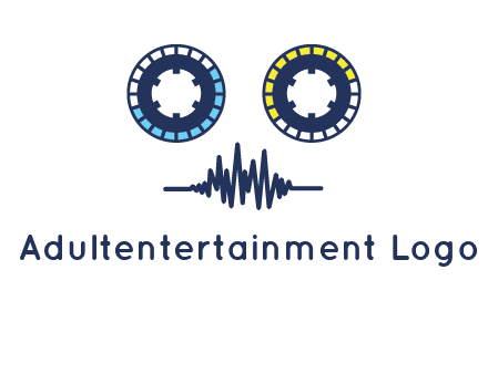 cassette reel with sound waves logo