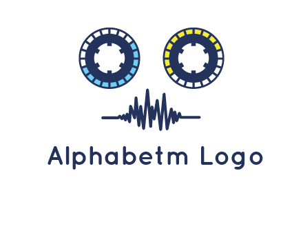 cassette reel with sound waves logo