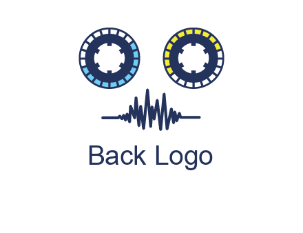 cassette reel with sound waves logo