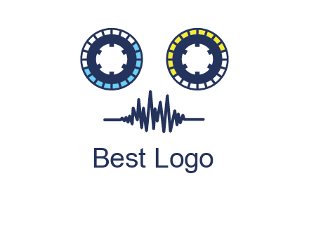 cassette reel with sound waves logo