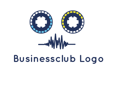 cassette reel with sound waves logo