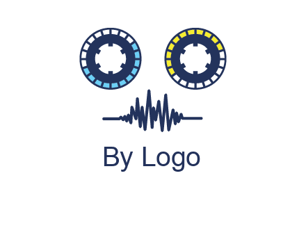 cassette reel with sound waves logo