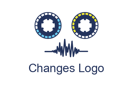 cassette reel with sound waves logo