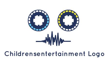 cassette reel with sound waves logo