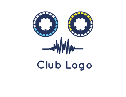 cassette reel with sound waves logo