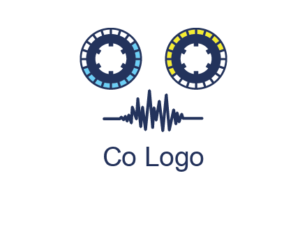 cassette reel with sound waves logo