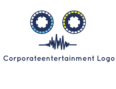 cassette reel with sound waves logo