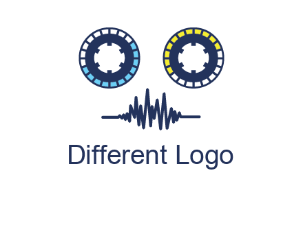 cassette reel with sound waves logo