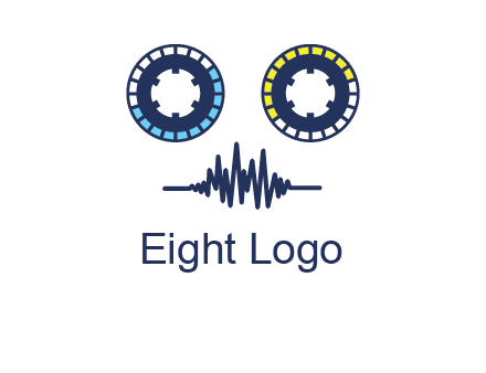 cassette reel with sound waves logo
