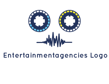 cassette reel with sound waves logo