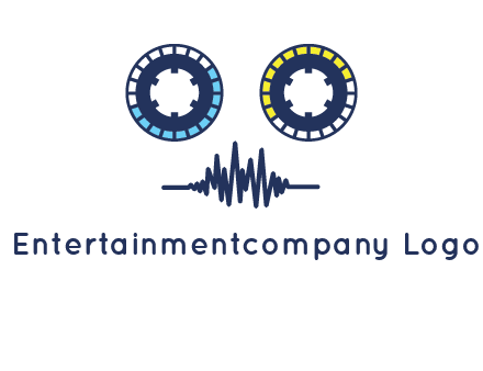 cassette reel with sound waves logo