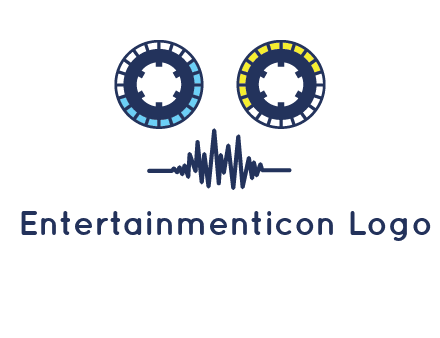 cassette reel with sound waves logo