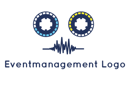 cassette reel with sound waves logo