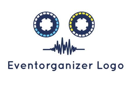 cassette reel with sound waves logo