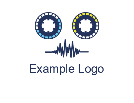 cassette reel with sound waves logo