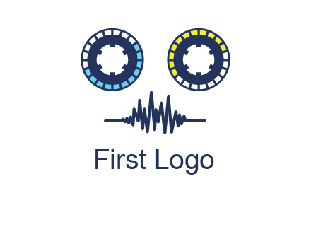 cassette reel with sound waves logo