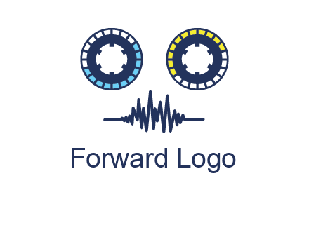 cassette reel with sound waves logo