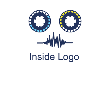 cassette reel with sound waves logo