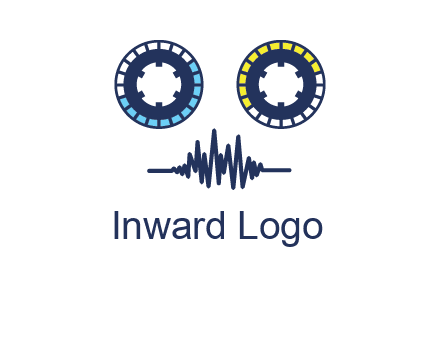 cassette reel with sound waves logo