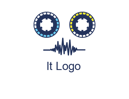 cassette reel with sound waves logo