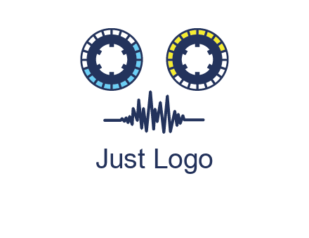cassette reel with sound waves logo