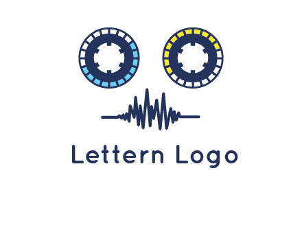 cassette reel with sound waves logo
