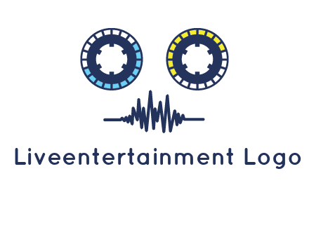 cassette reel with sound waves logo