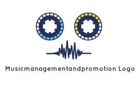 cassette reel with sound waves logo