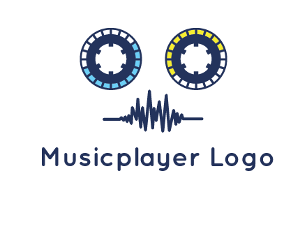cassette reel with sound waves logo