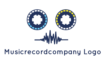 cassette reel with sound waves logo