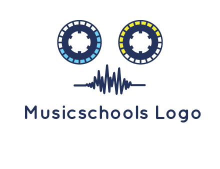cassette reel with sound waves logo
