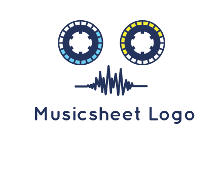 cassette reel with sound waves logo