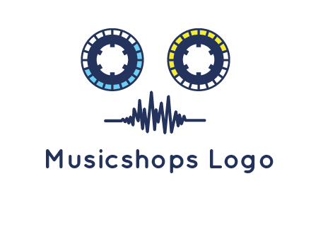 cassette reel with sound waves logo