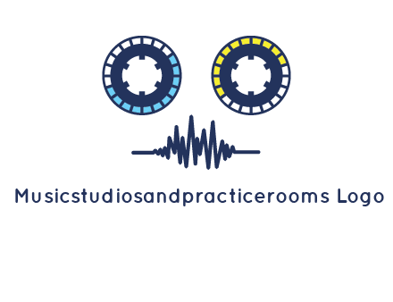 cassette reel with sound waves logo