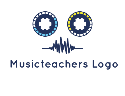 cassette reel with sound waves logo