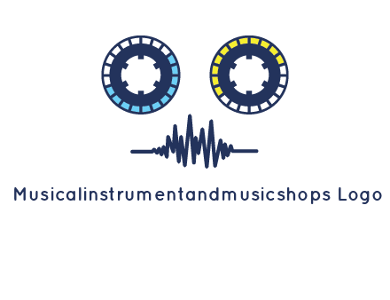 cassette reel with sound waves logo