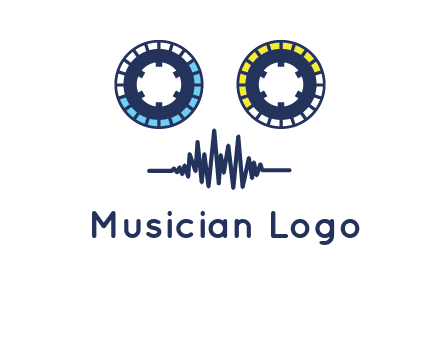 cassette reel with sound waves logo