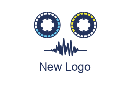 cassette reel with sound waves logo