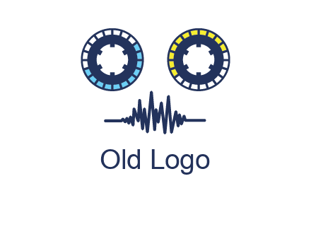 cassette reel with sound waves logo
