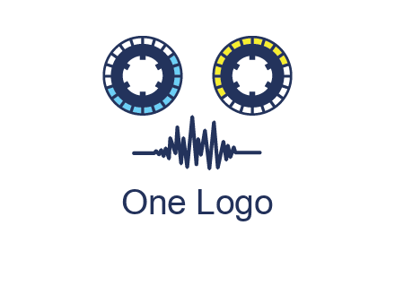 cassette reel with sound waves logo